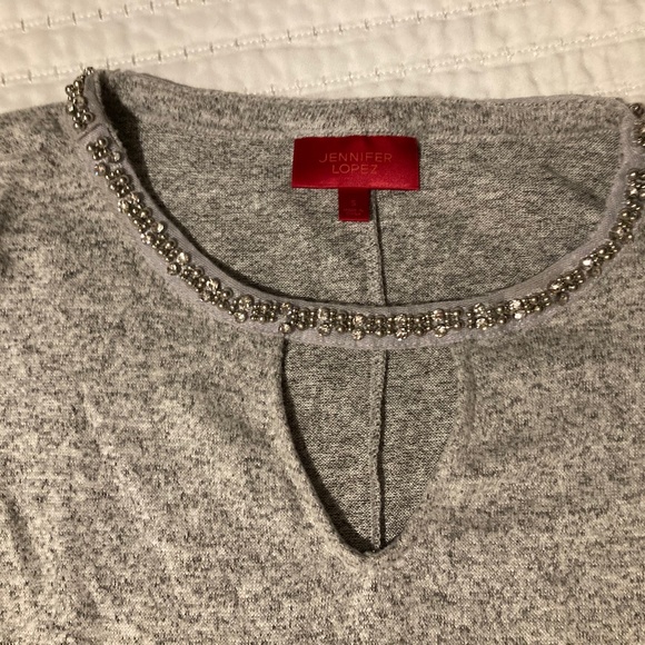 Jennifer Lopez Gray Embellished Sweater - Picture 1 of 8